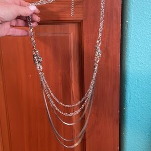 18” silver knot multi strand necklace